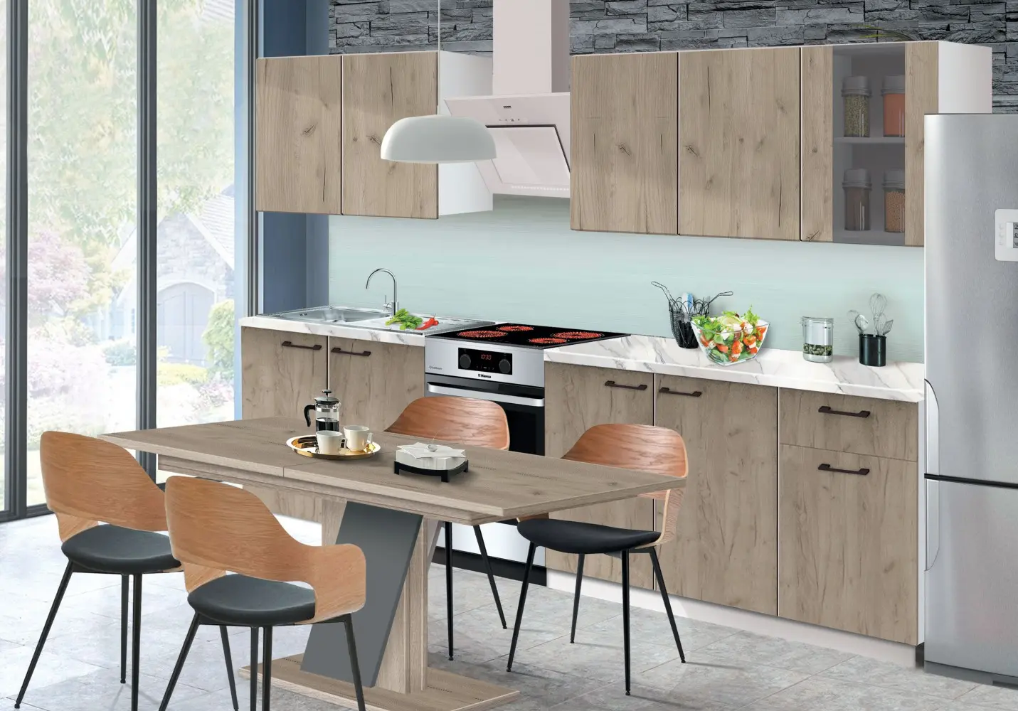 Bucatarie Modern Stella 2.0m (White/Craft Oak Grey)