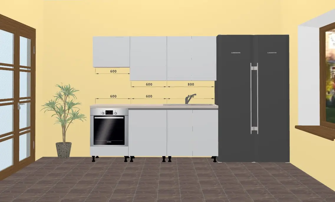 Bucatarie modulara Ambianta Astra 2 2.0m (Gri Deschis/Grafit)