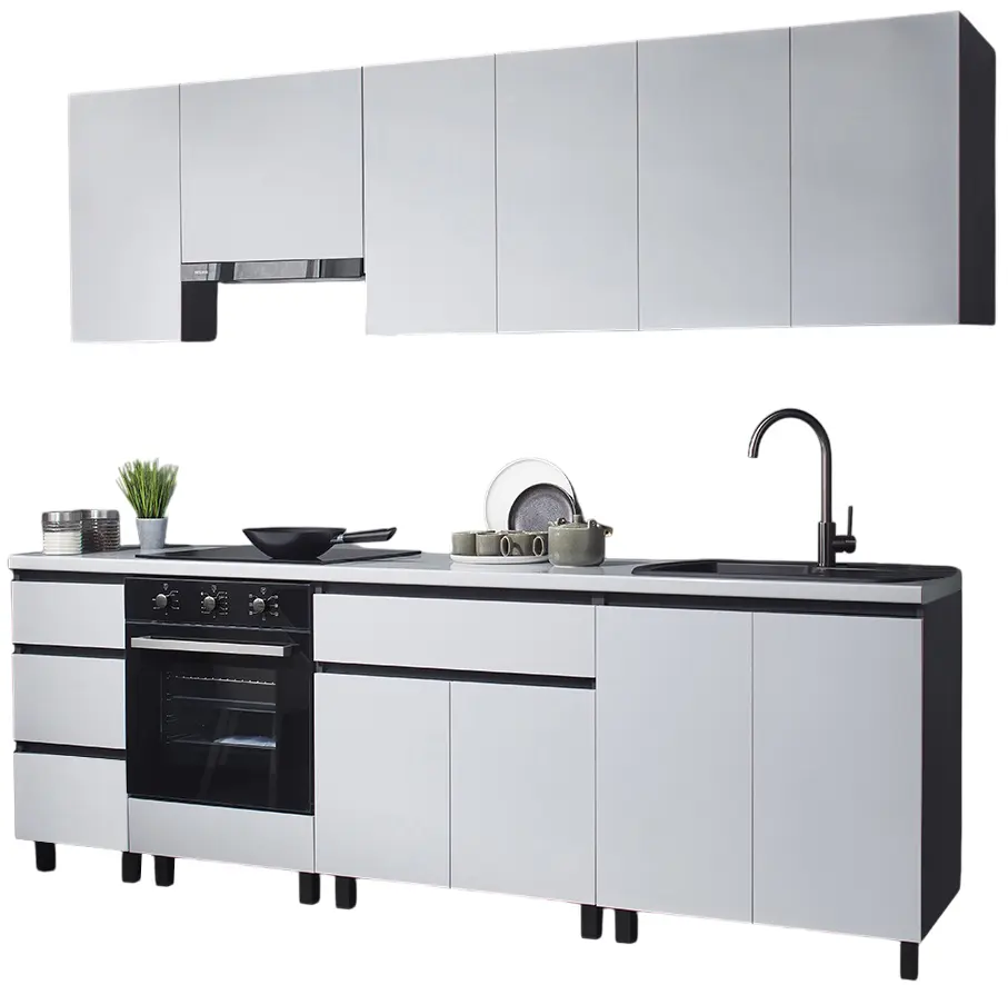 Bucatarie modulara Ambianta Astra 3 2.6m (Gri Deschis/Grafit)