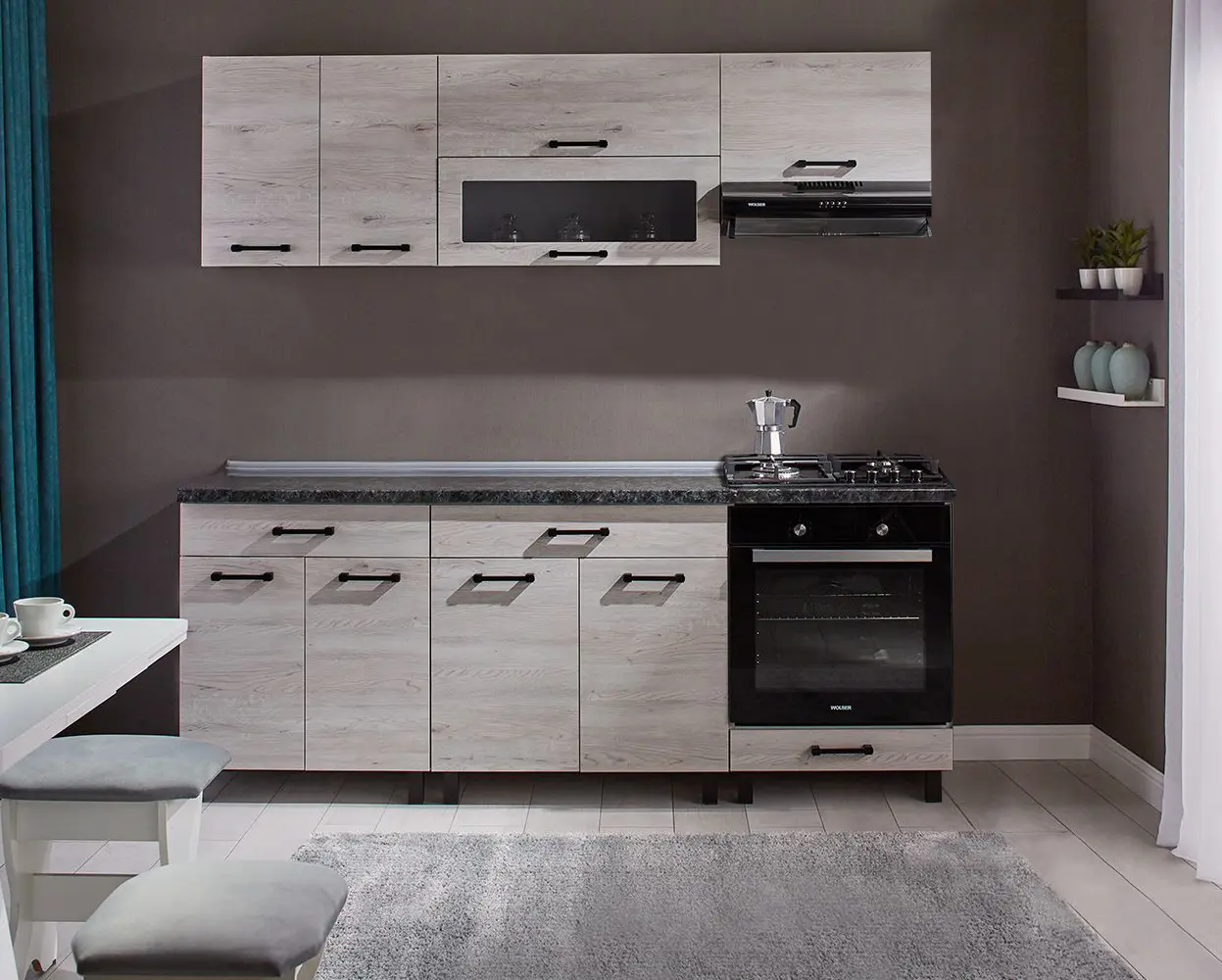 Bucatarie modulara Ambianta Iris 3 2.0m (Samoa Alb)