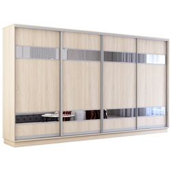 Dulap-cupe Mobildor Fox 4 usi cu elemente din oglinda 400x220x60 (Sonoma Oak) Thumb