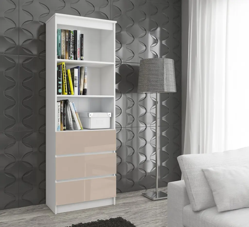 Стеллаж Akord R60 3SZ 2P CLP PK (White/Cappuccino Gloss)