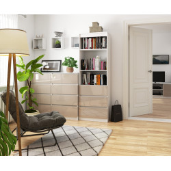 Стеллаж Akord R60 3SZ 2P CLP PK (White/Cappuccino Gloss) Thumb