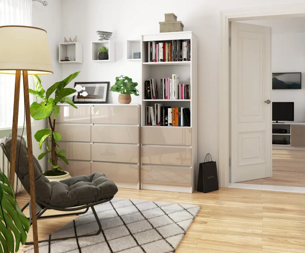 Стеллаж Akord R60 3SZ 2P CLP PK (White/Cappuccino Gloss) - 2