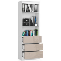 Стеллаж Akord R60 3SZ 2P CLP PK (White/Cappuccino Gloss) Thumb