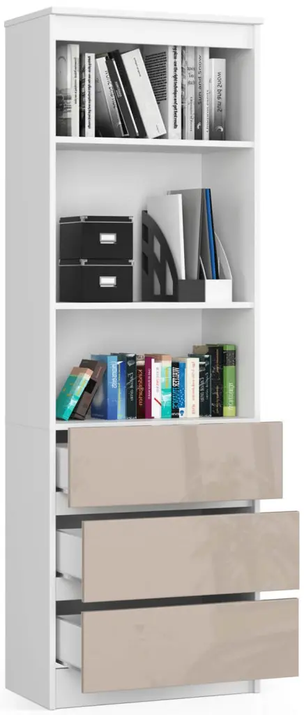 Стеллаж Akord R60 3SZ 2P CLP PK (White/Cappuccino Gloss) - 4