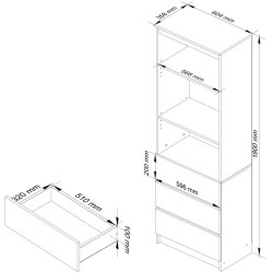 Стеллаж Akord R60 3SZ 2P CLP PK (White/Cappuccino Gloss) Thumb