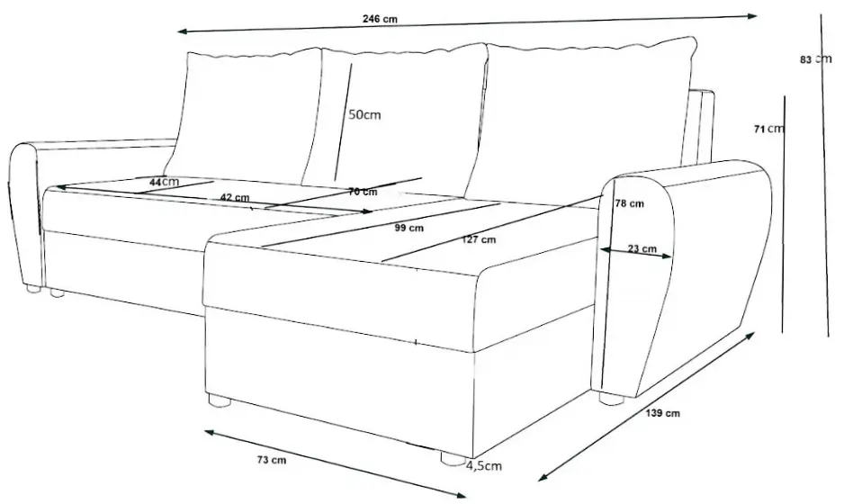 Canapea de colt Space Meble Dakar L Mikrofaza 1024/D8 (Gray/Black) - 5