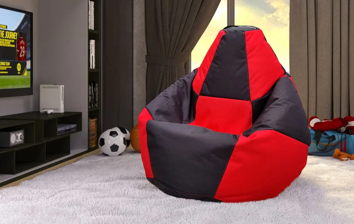 Fotoliu-sac Bean Bag Chess 600D BM5966 XL (Black/Red)