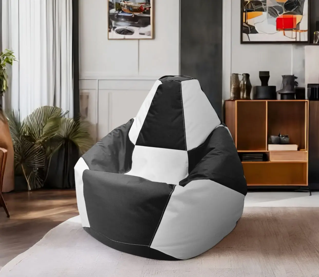 Fotoliu-sac Bean Bag Chess 600D BM5962 L (Black/White)