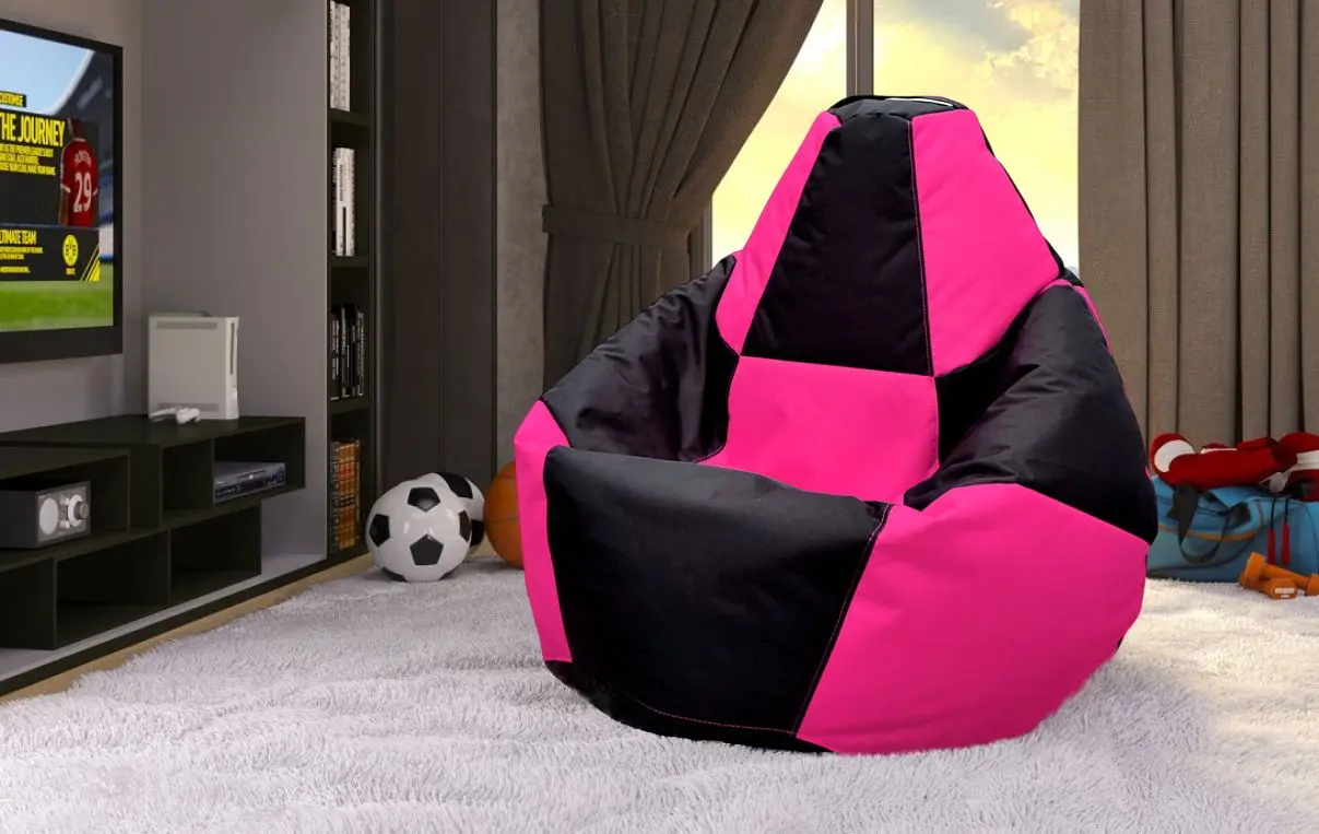 Fotoliu-sac Bean Bag Chess 600D BM5968 XL (Black/Pink)