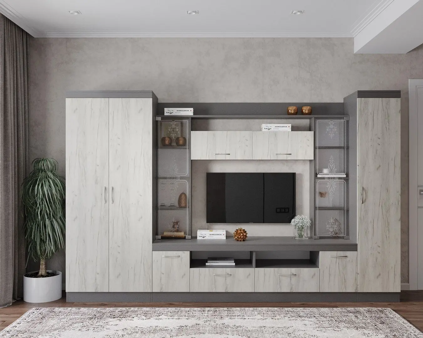 Living МЛ-мебель ML-2 (Anthracite/Craft Oak White)