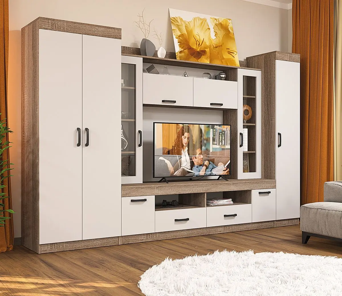 Гостиная Yasen Вероника (Дуб Сонома Трюфель/Белый)