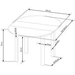 Стол раскладной Halmar Ringo 102/142x102cm (Black) Thumb