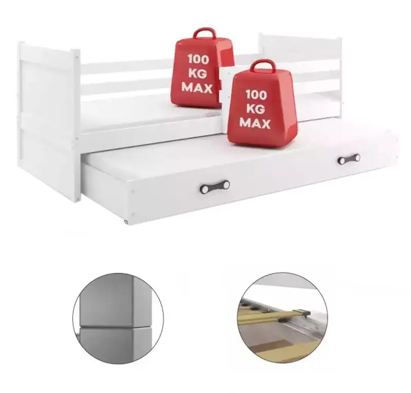Pat BMS Group Rico cu pat retractabil 90x190 (White/Pink) - 3