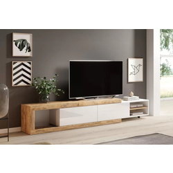 Tumba pentru TV Helvetia Sintra №40 2KL (Samdal Oak/White/White Gloss)