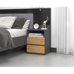 Тумба прикроватная TopEshop Malwa M1 (Anthracite/Artisan Oak)