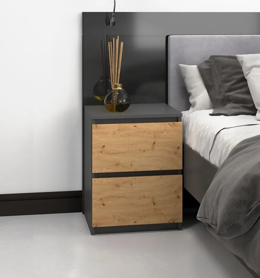Тумба прикроватная TopEshop Malwa W2 (Anthracite/Artisan Oak)