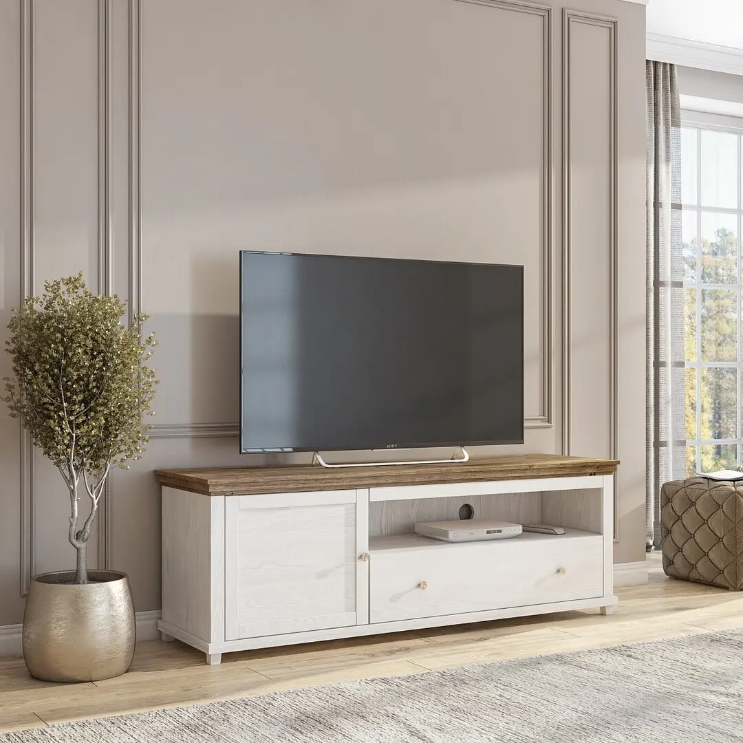Tumba pentru TV Helvetia Evora №40 1D1S (Ash Abisko White/Lefkas Oak)