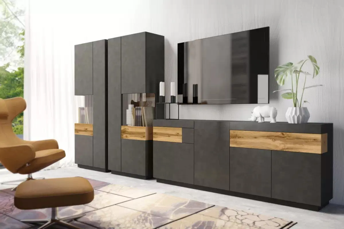 Витрина Helvetia Silke №12 2D Left (Matera/Wotan Oak)