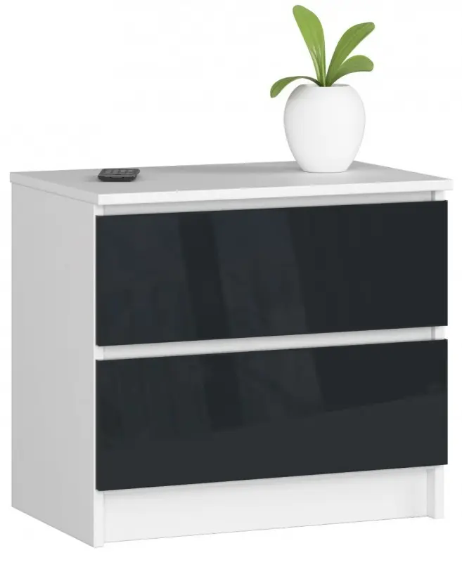 Тумба прикроватная Akord K60 2SZ (White/Graphite Gloss) - 2