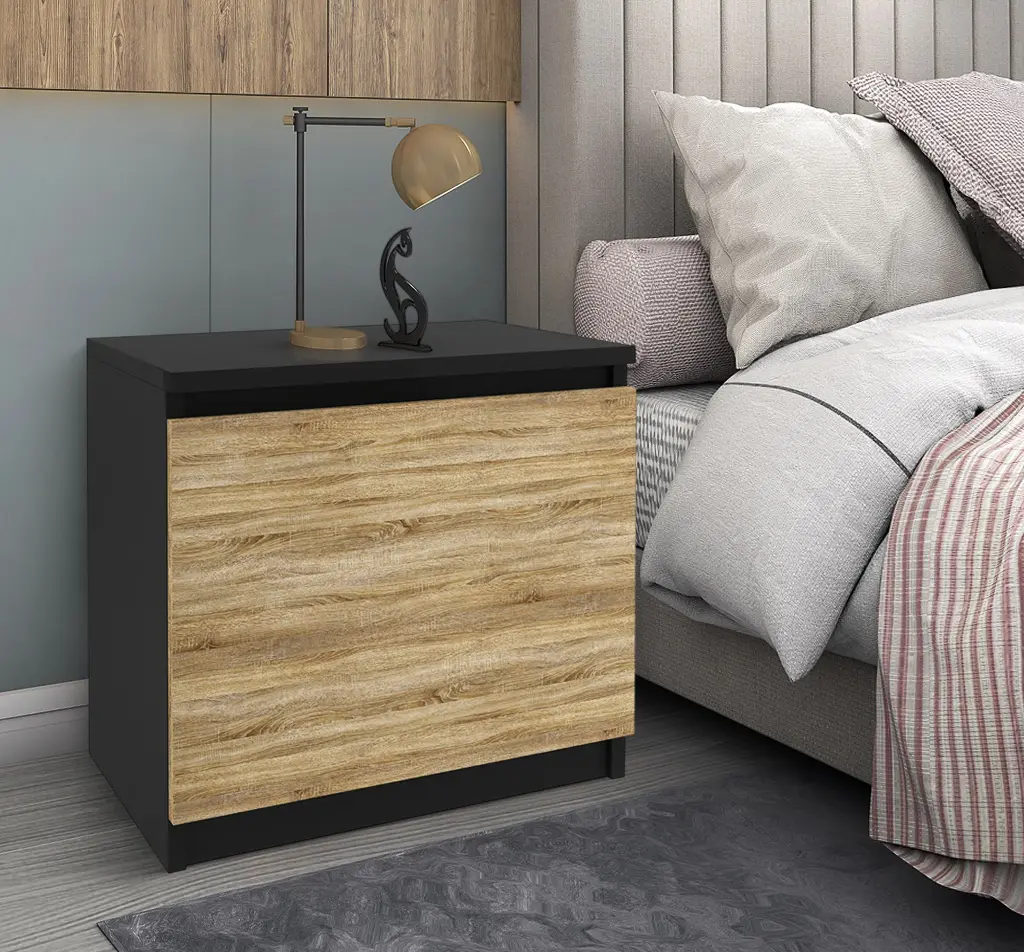 Noptiera Belini SI SN1/0/B/DS/0/0 (Sonoma Oak/Black)