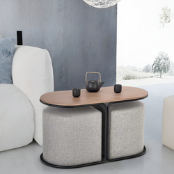 Masa pentru reviste cu tabureti Halmar Pampa (Walnut/Black/Gray)