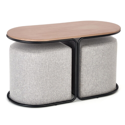 Masa pentru reviste cu tabureti Halmar Pampa (Walnut/Black/Gray) Thumb