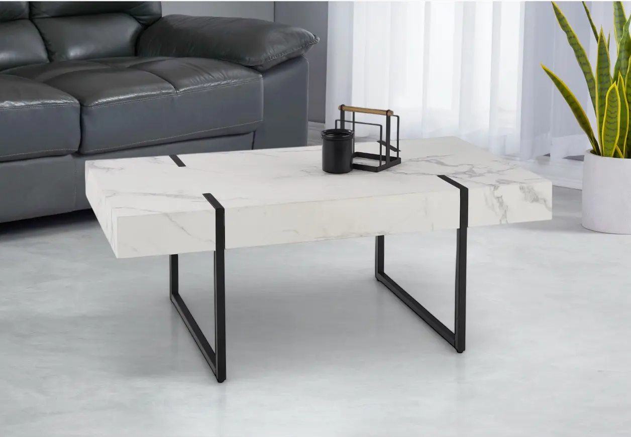 Masa pentru reviste Halmar Blanca (White Marble/Black)