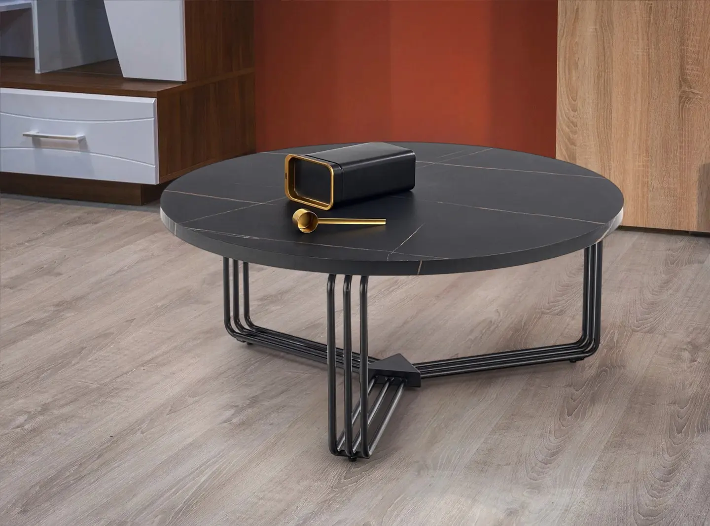 Masa pentru reviste Halmar Antica (Black Marble/Black)