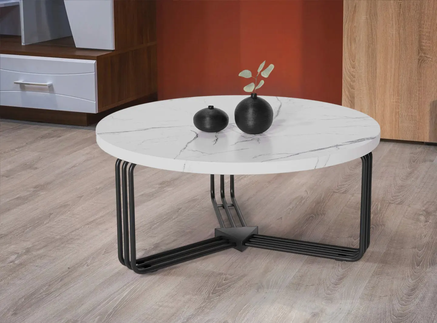 Masa pentru reviste Halmar Antica (White Marble/Black)