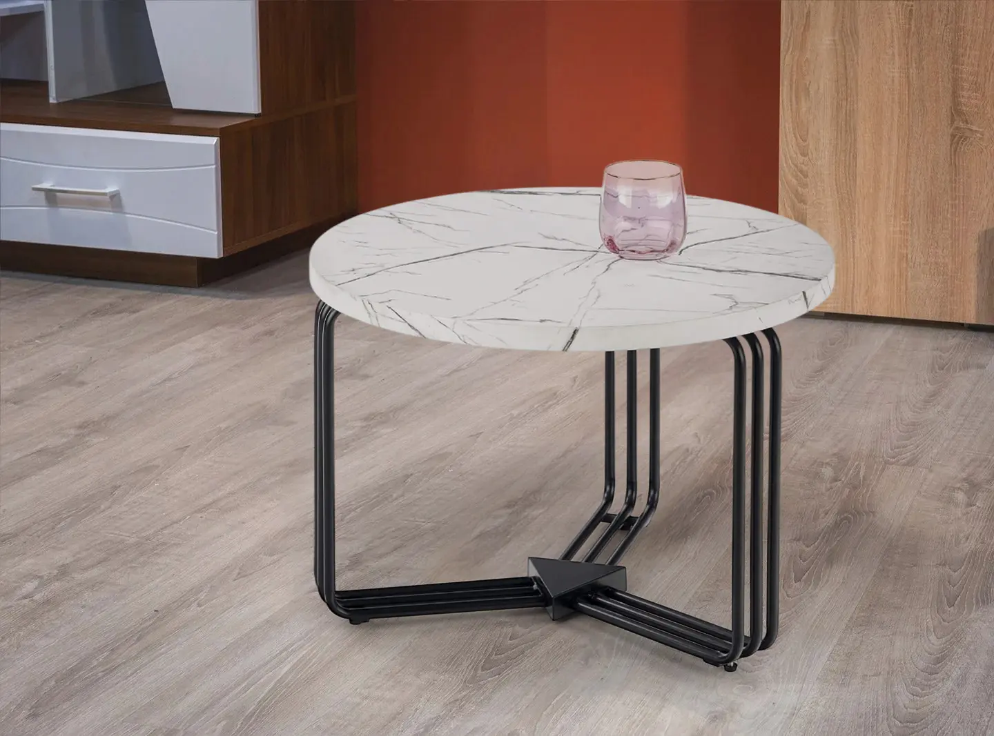 Masa pentru reviste Halmar Antica M (White Marble/Black)