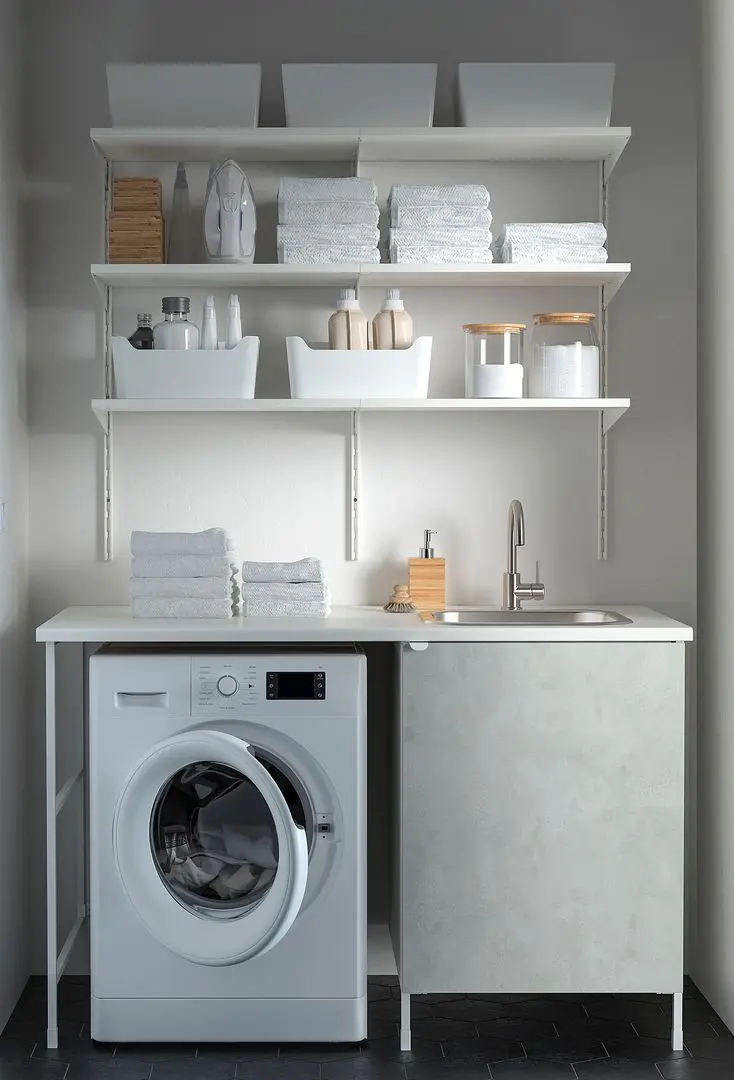 Комплект тумбы с мойкой Ikea Enhet 139x63x87 (Белый/Под Бетон) - 7