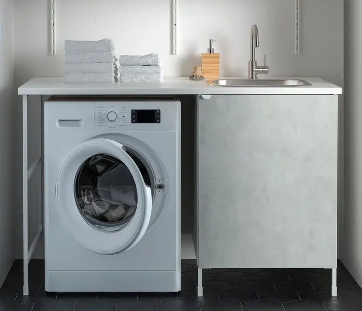 Комплект тумбы с мойкой Ikea Enhet 139x63x87 (Белый/Под Бетон)