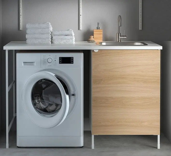 Комплект тумбы с мойкой Ikea Enhet 139x63x87 (Белый/Под Дуб)