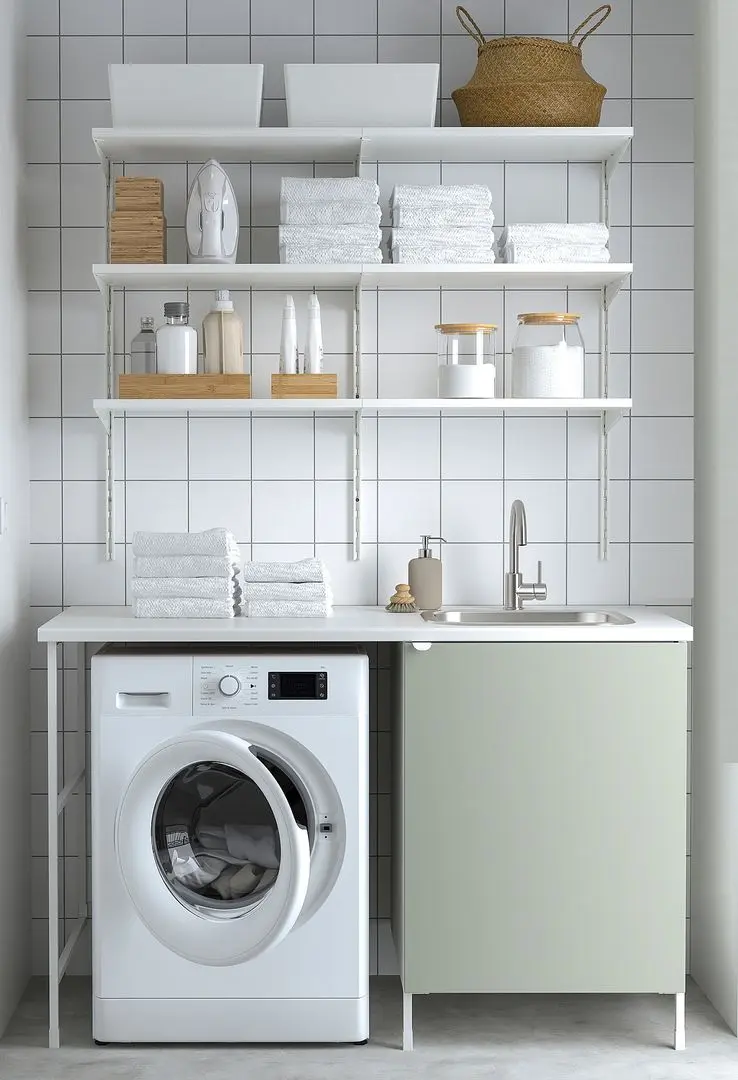 Set dulap cu chiuveta Ikea Enhet 139x63x87 (Alb/Gri-Verde Deschis) - 6