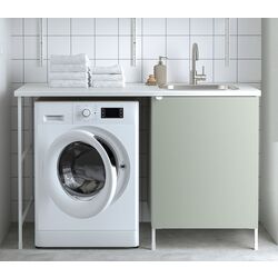 Set dulap cu chiuveta Ikea Enhet 139x63x87 (Alb/Gri-Verde Deschis)