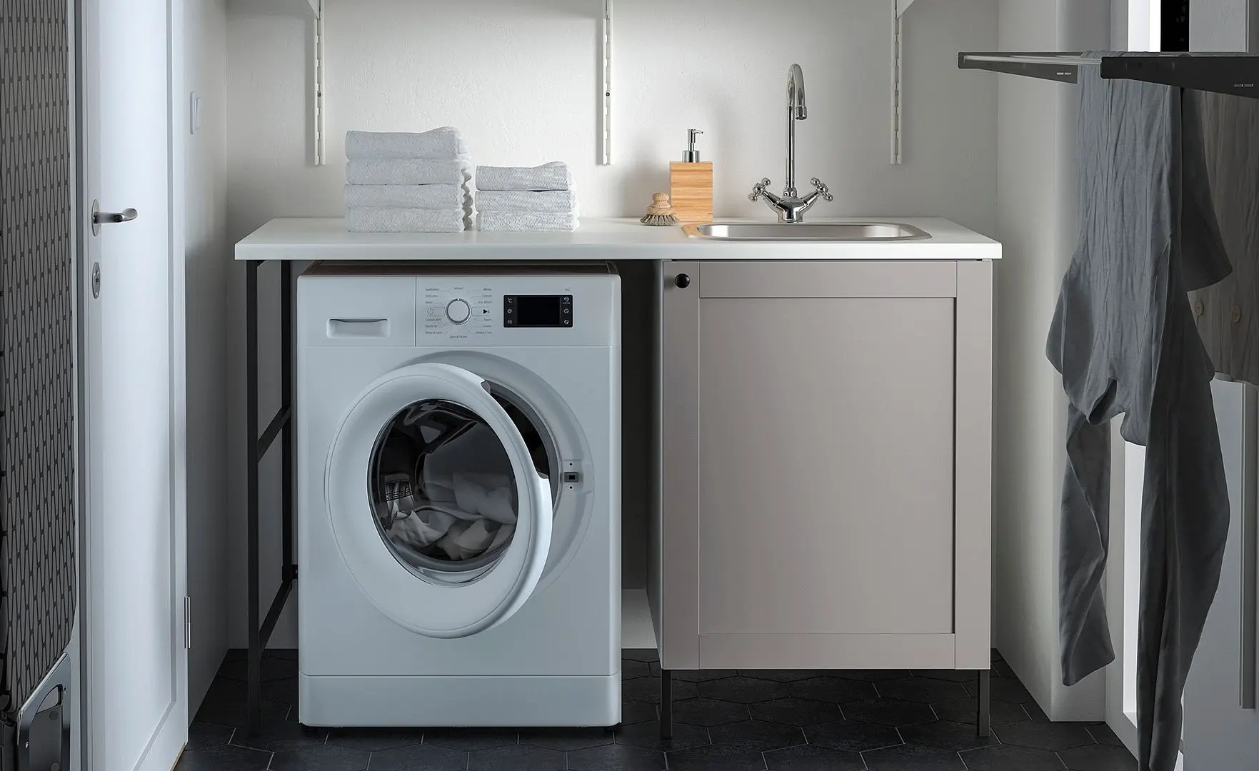 Комплект тумбы с мойкой Ikea Enhet 139x63x87 (Антрацит/Серый)