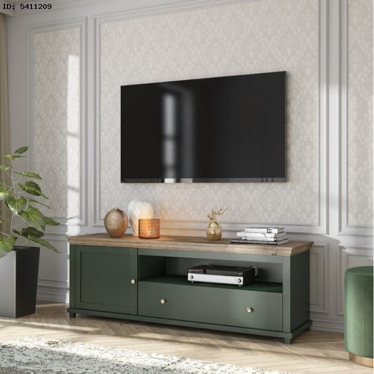 Tumba pentru TV Helvetia Evora Nr.40 1D1S (Green/Lefkas Oak)