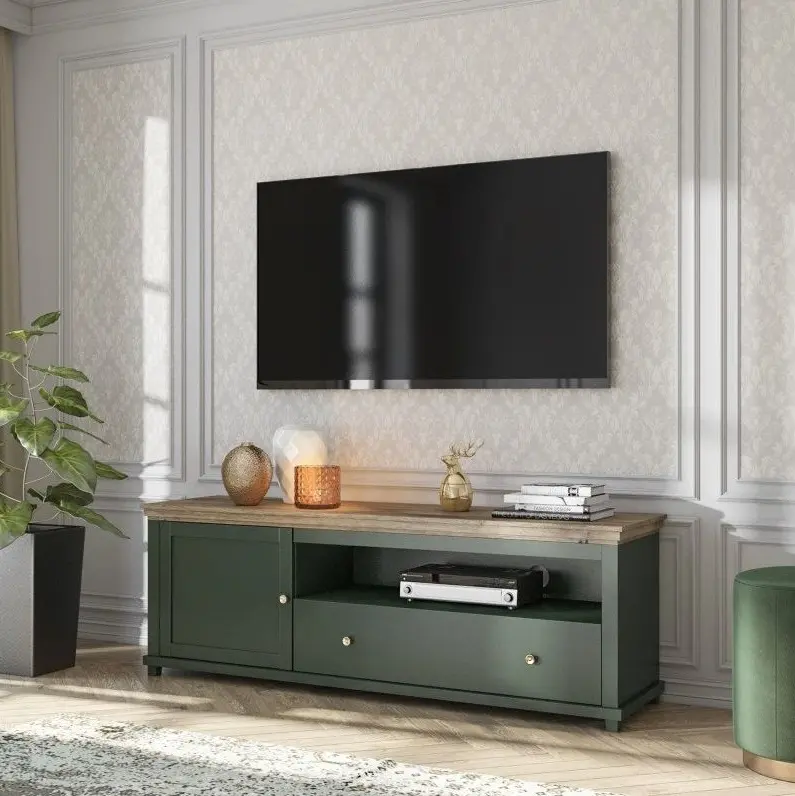 Tumba pentru TV Helvetia Evora №40 1D1S (Green/Lefkas Oak)