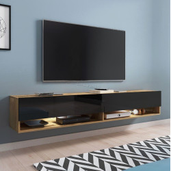 Tumba pentru TV Bratex Lowboard A 180 (Wotan Oak/Black Gloss)