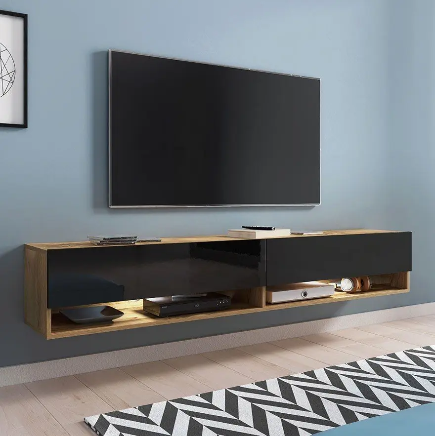 Тумба РТВ Bratex Lowboard A 180 (Wotan Oak/Black Gloss)