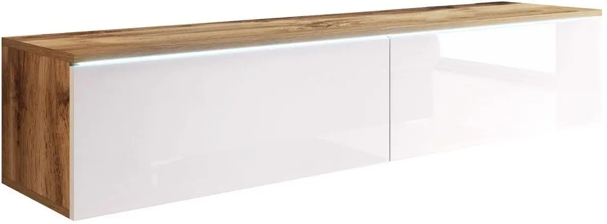 Tumba pentru TV Bratex Lowboard D 140 (Wotan Oak/White Gloss)