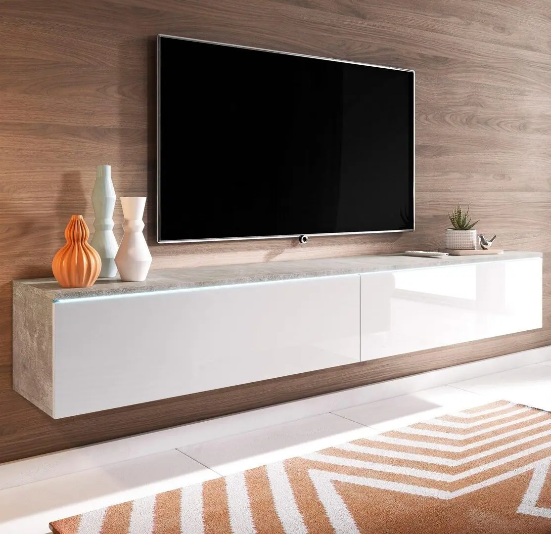 Тумба РТВ Bratex Lowboard D 180 (Concrete/White Gloss)