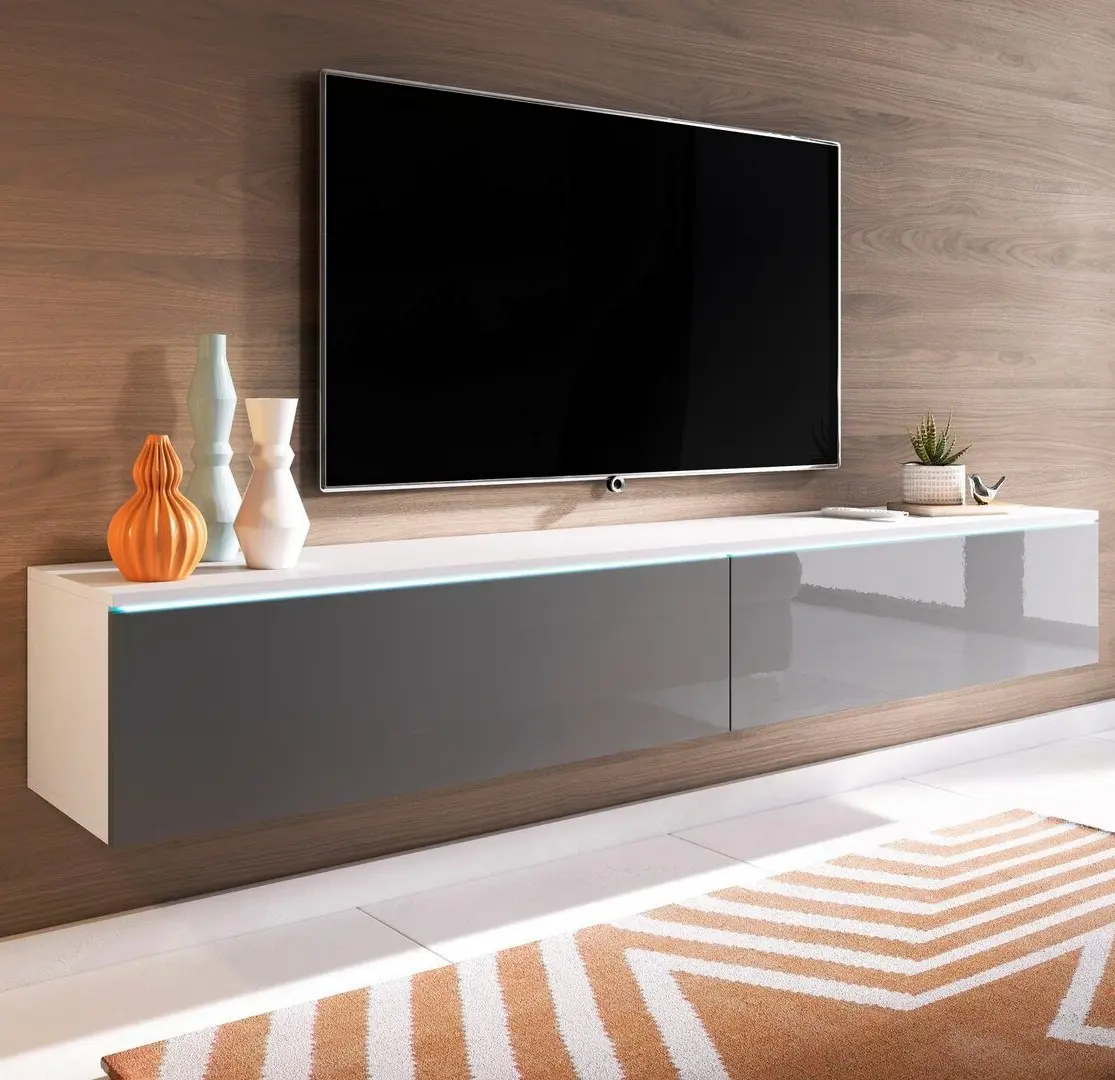 Тумба РТВ Bratex Lowboard D 180 (White/Gray Gloss)