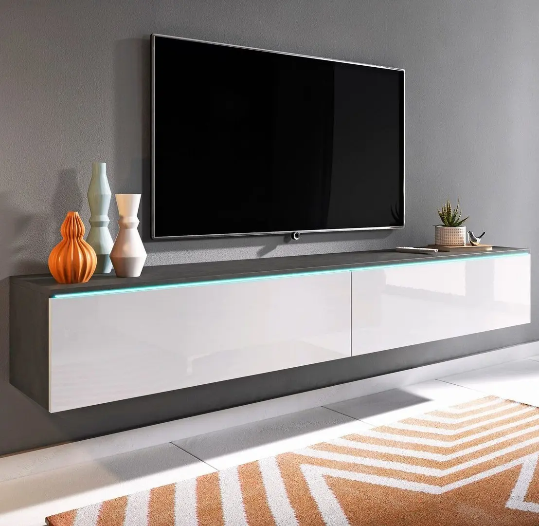 Тумба РТВ Bratex Lowboard D 180 (Matera/White Gloss)