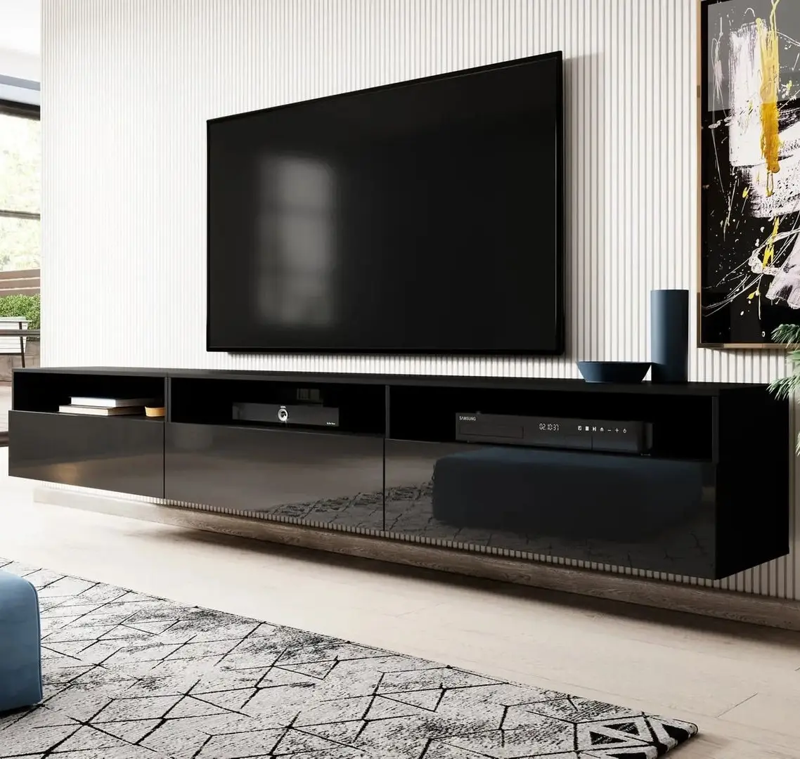 Tumba pentru TV Helvetia Athens №40 3KL (Black Matt/Black Gloss)
