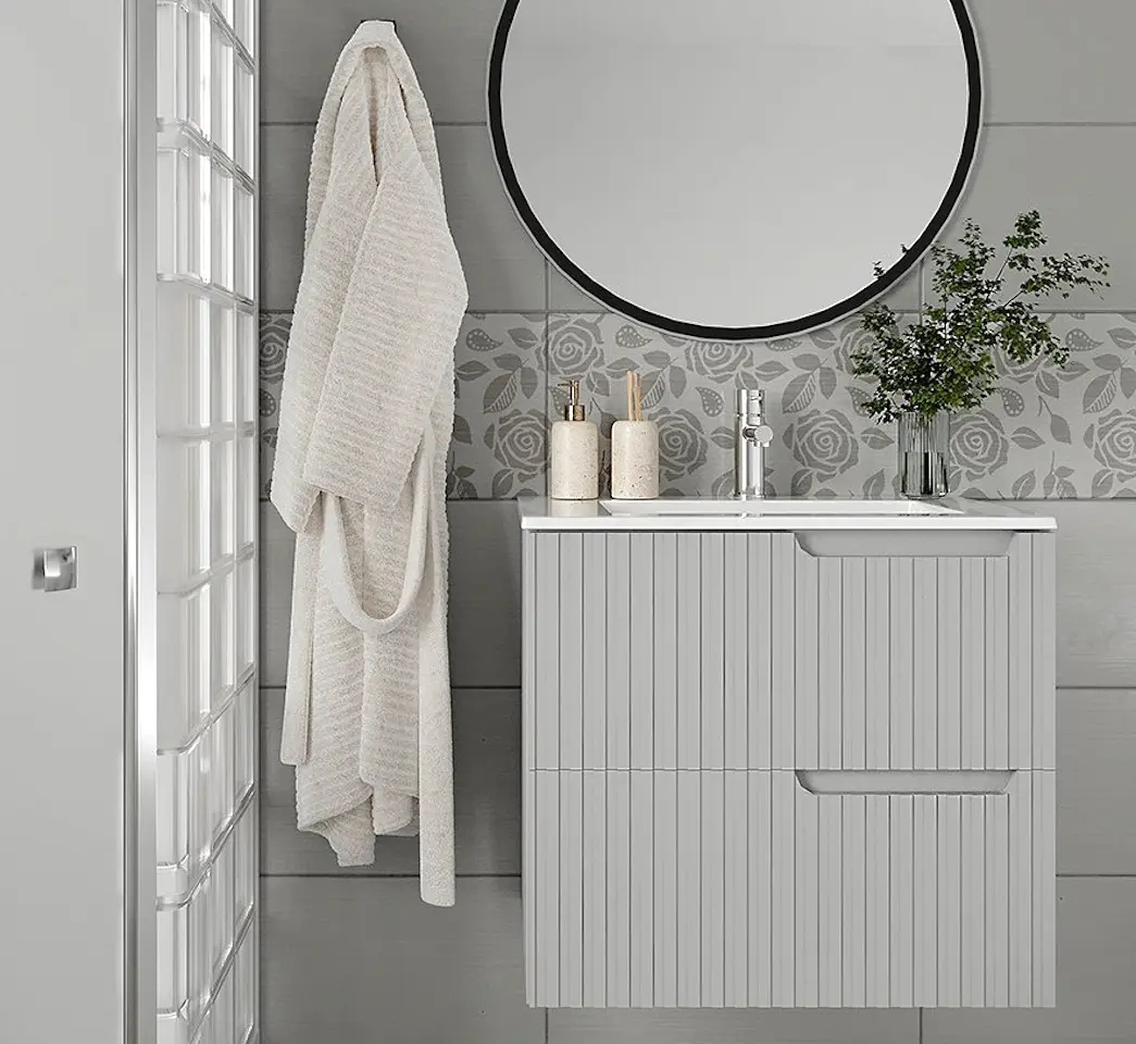 Set dulap cu lavoar Supraten Bordo 75 + 75E (Grey)