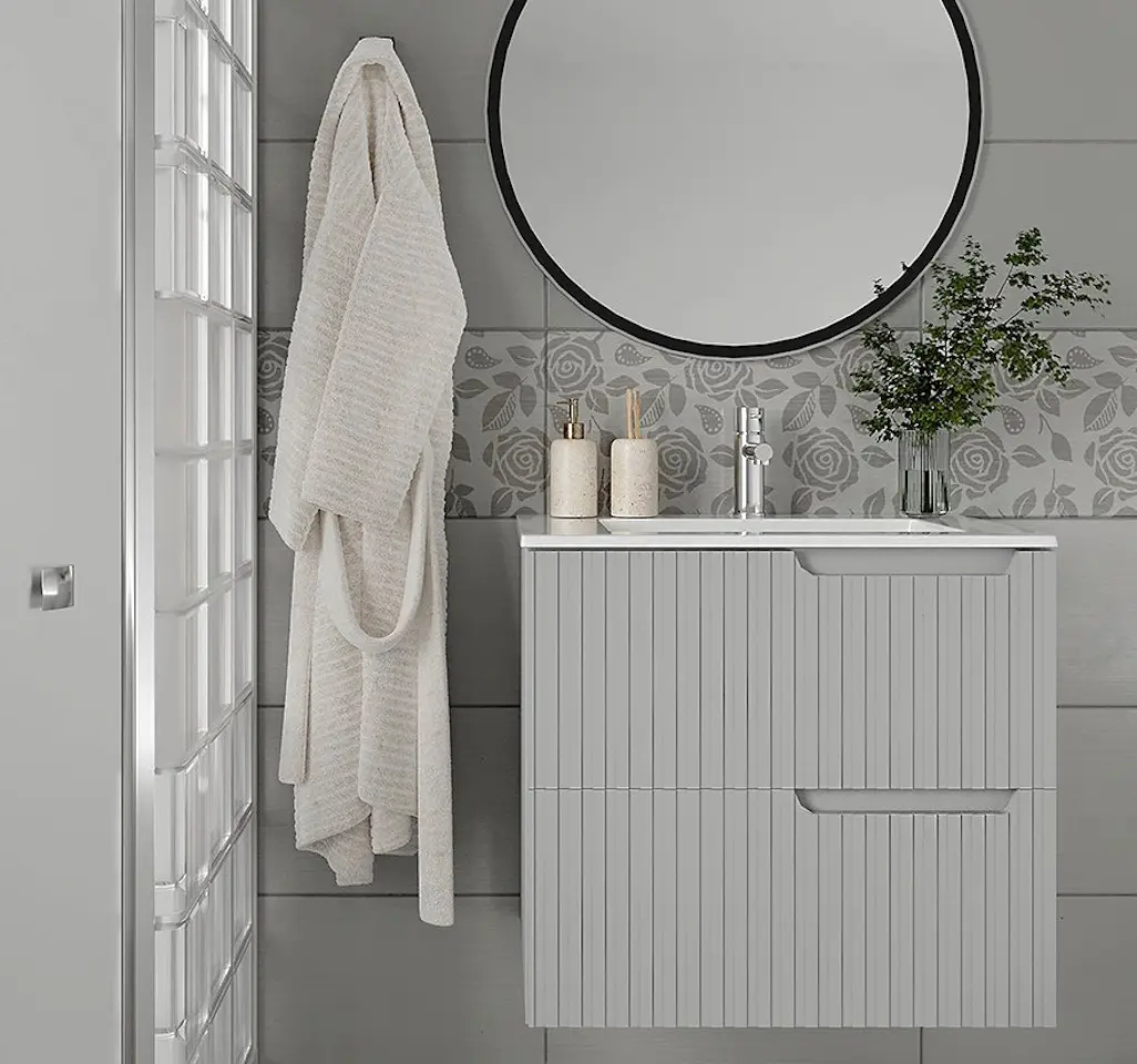 Set dulap cu lavoar Supraten Bordo 90 + 90E (Grey)