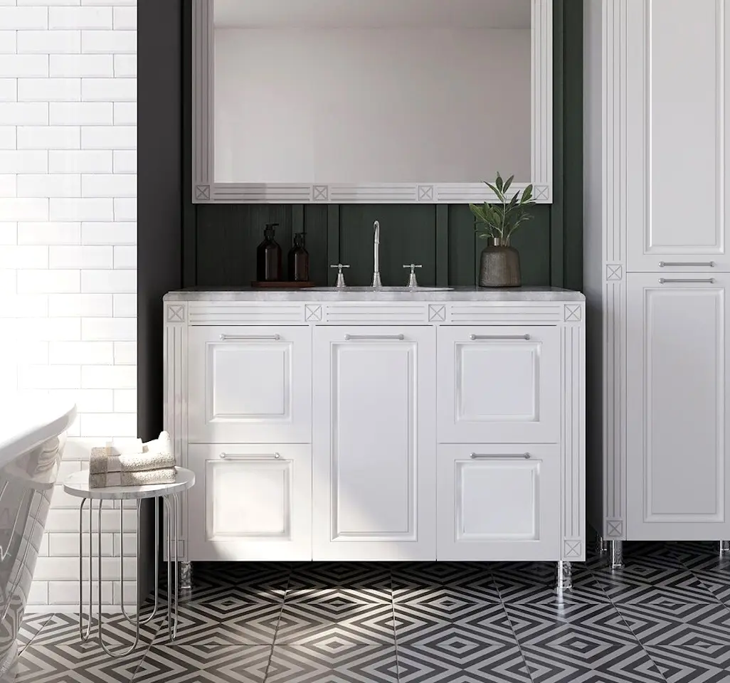 Set dulap cu lavoar Supraten Napoleon 120 + GR 120 (White/Silver)